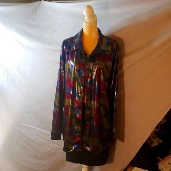 HOST PICK Metallic Multicolored 1970's Disco Shirt Unisex Sz. XXL - Picture 3 of 17